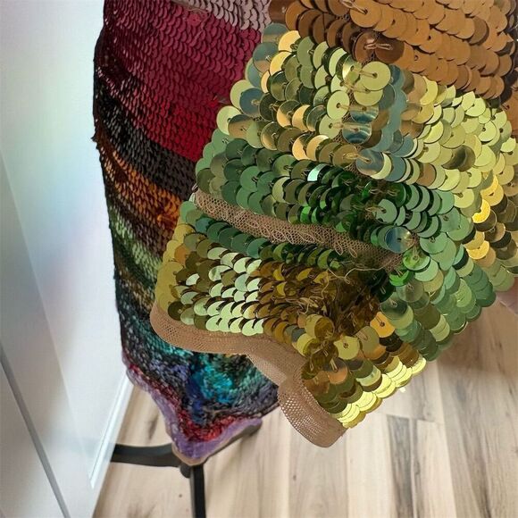 Mac Duggal Women's Size 6 Rainbow Sequin Cocktail Dress Long Sleeve - Picture 7 of 10